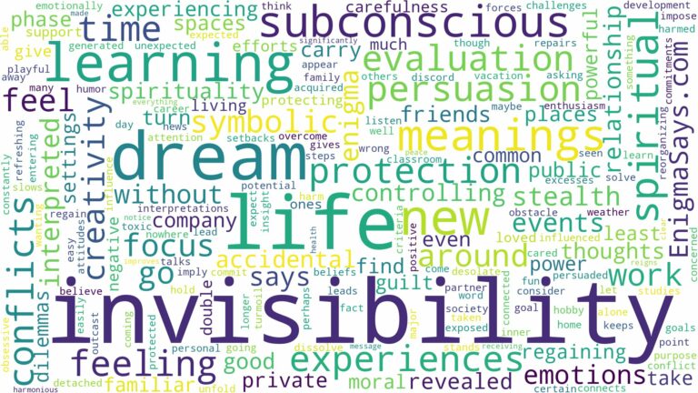 dream about invisibility and related dreams with their meanings in a word cloud