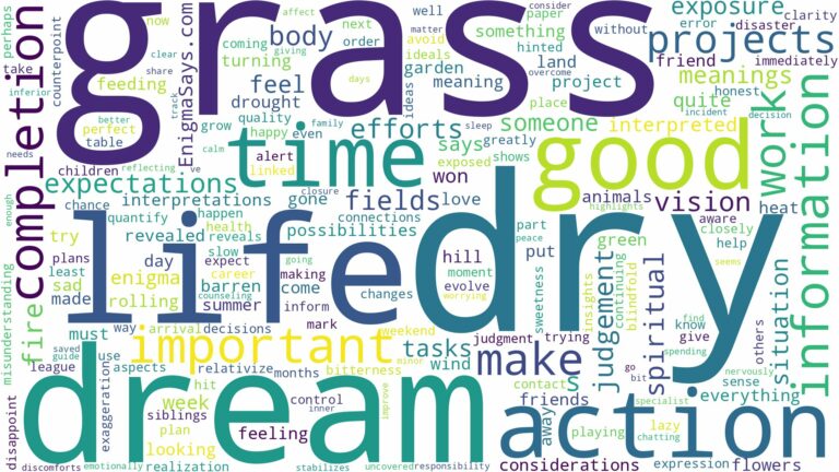 dream about dry grass and related dreams with their meanings in a word cloud