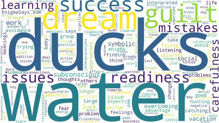 dreams about ducks in water and related dreams with their meanings in a word cloud
