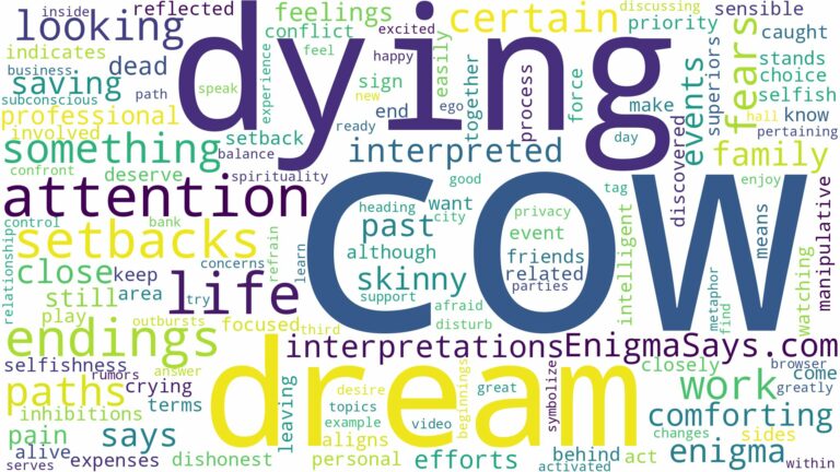 dream of dying cow and related dreams with their meanings in a word cloud