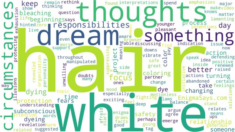 dreaming of dying hair white and related dreams with their meanings in a word cloud
