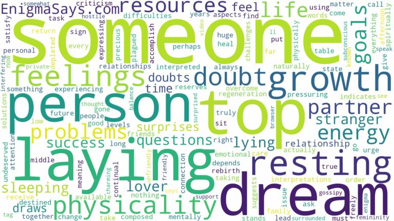 dreaming of laying on top of someone and related dreams with their meanings in a word cloud