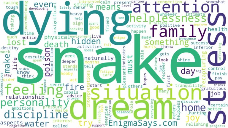 dream of dying snake and related dreams with their meanings in a word cloud