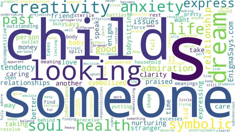 dreaming of looking after someone else's child and related dreams with their meanings in a word cloud
