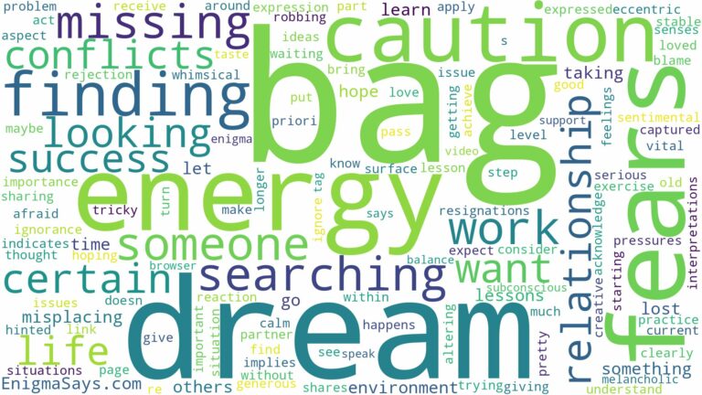 dream of looking for a bag and related dreams with their meanings in a word cloud
