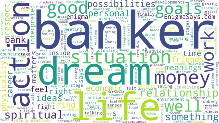 dream about a banker and related dreams with their meanings in a word cloud
