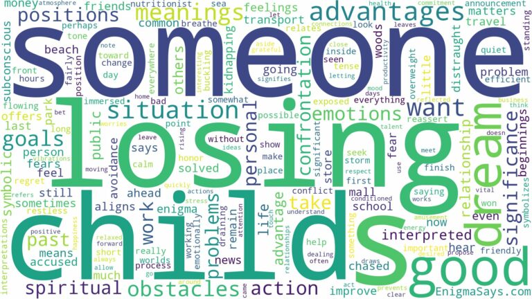dreaming of losing someone else's child and related dreams with their meanings in a word cloud