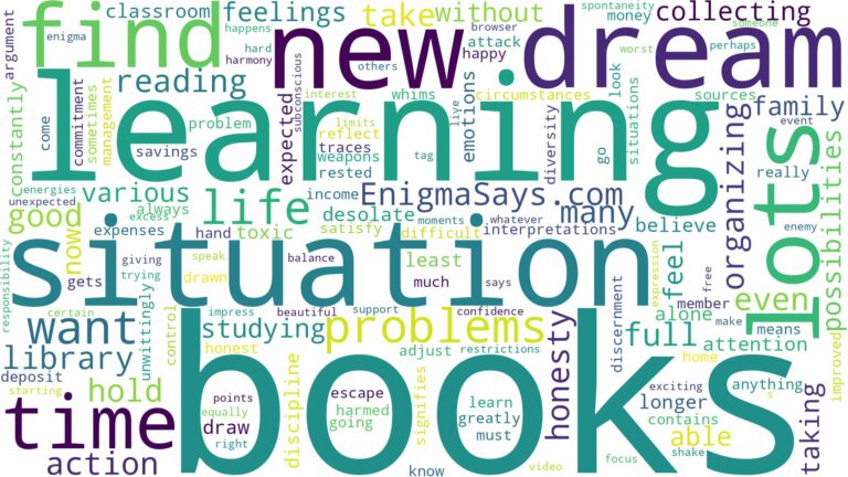 dreams about lots of books and related dreams with their meanings in a word cloud
