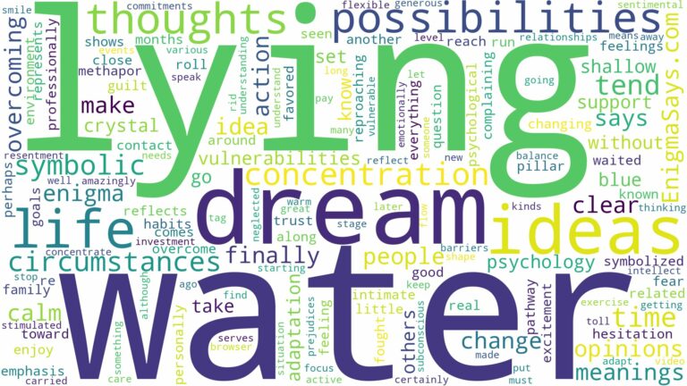 dream of lying on water and related dreams with their meanings in a word cloud