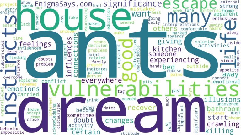 dream about many ants in the house and related dreams with their meanings in a word cloud