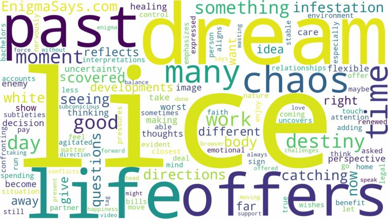 dream about many lice and related dreams with their meanings in a word cloud