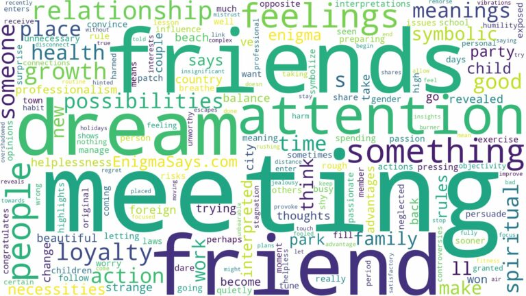 dream of meeting friends and related dreams with their meanings in a word cloud
