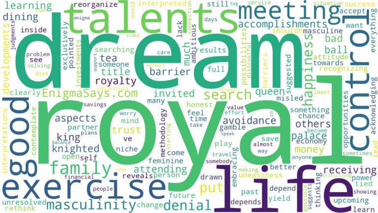 dreaming of meeting royal family and related dreams with their meanings in a word cloud