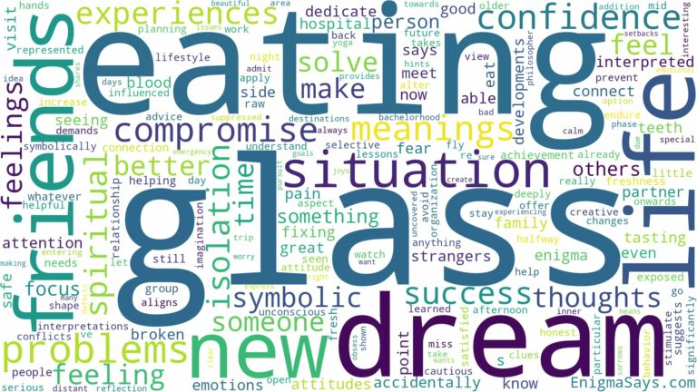 dream of eating glass and related dreams with their meanings in a word cloud