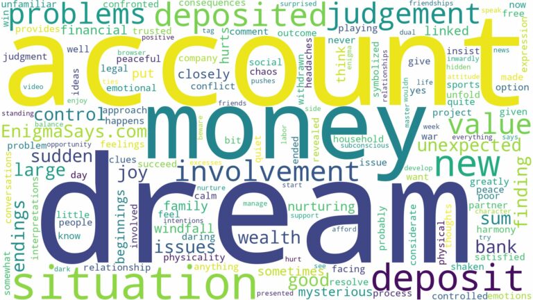 dream about money deposited in your account and related dreams with their meanings in a word cloud