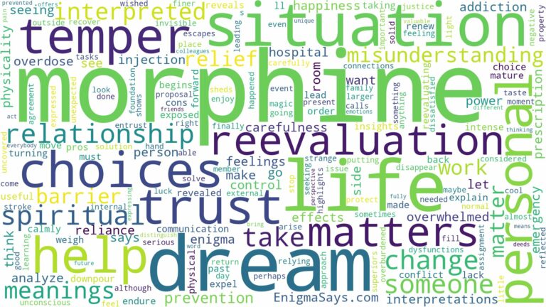 dream about morphine and related dreams with their meanings in a word cloud