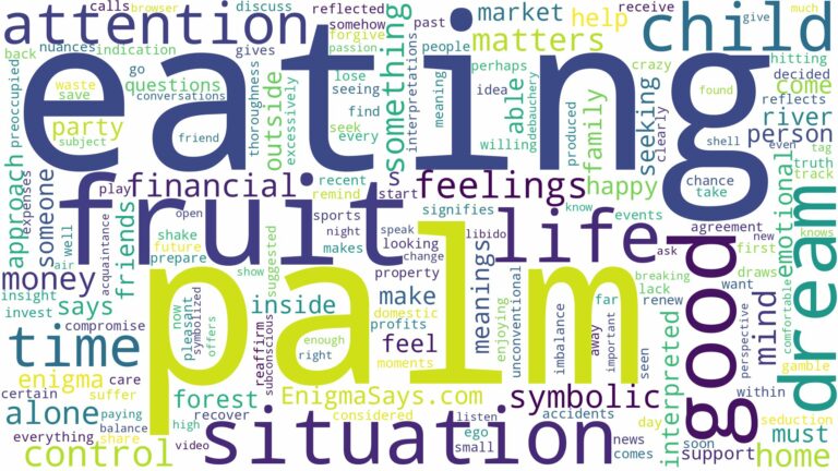 dreaming of eating palm fruit and related dreams with their meanings in a word cloud