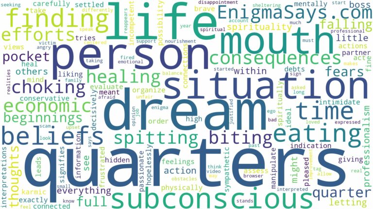 dream of eating quarters and related dreams with their meanings in a word cloud