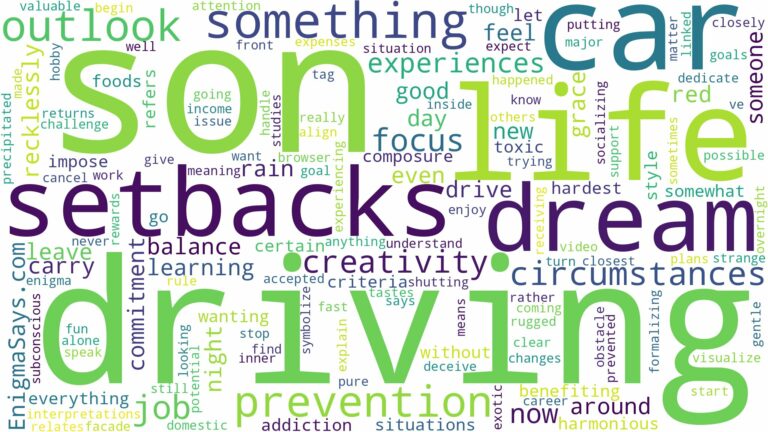 dreaming about your son driving a car and related dreams with their meanings in a word cloud