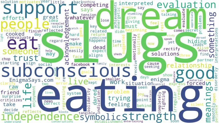 dream of eating slugs and related dreams with their meanings in a word cloud