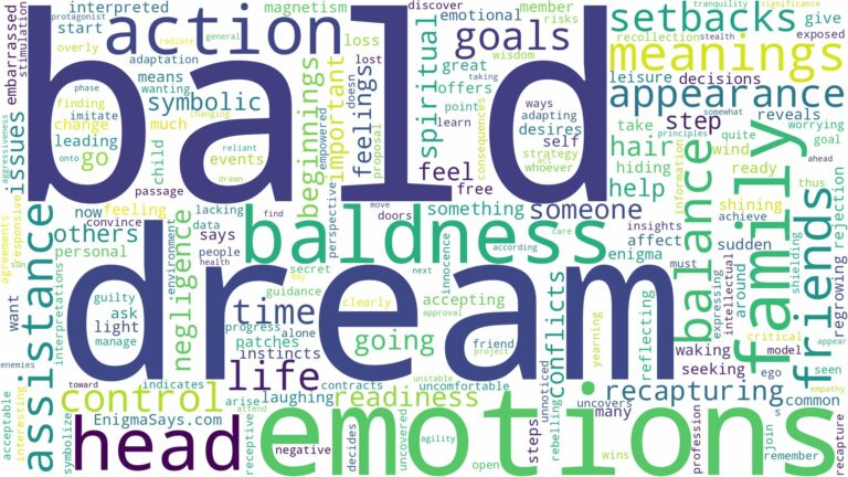 dream about yourself bald and related dreams with their meanings in a word cloud