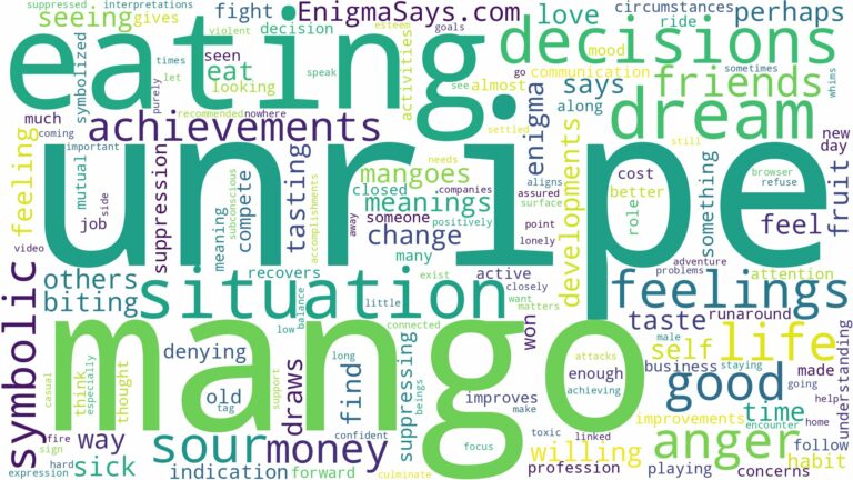dreaming of eating unripe mango and related dreams with their meanings in a word cloud