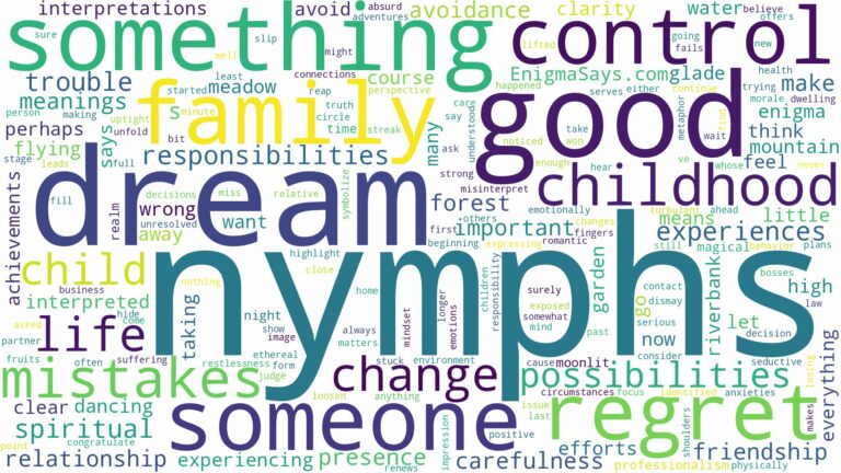 dreams about nymphs and related dreams with their meanings in a word cloud