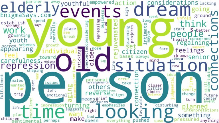 dreaming about old person looking young and related dreams with their meanings in a word cloud