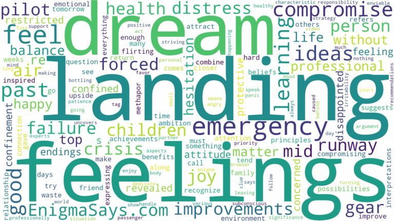 dreaming of emergency landing and related dreams with their meanings in a word cloud