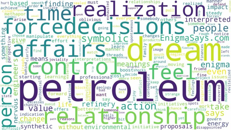 dream about petroleum and related dreams with their meanings in a word cloud