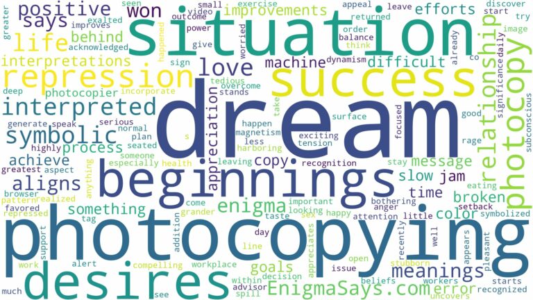 dream of photocopying and related dreams with their meanings in a word cloud