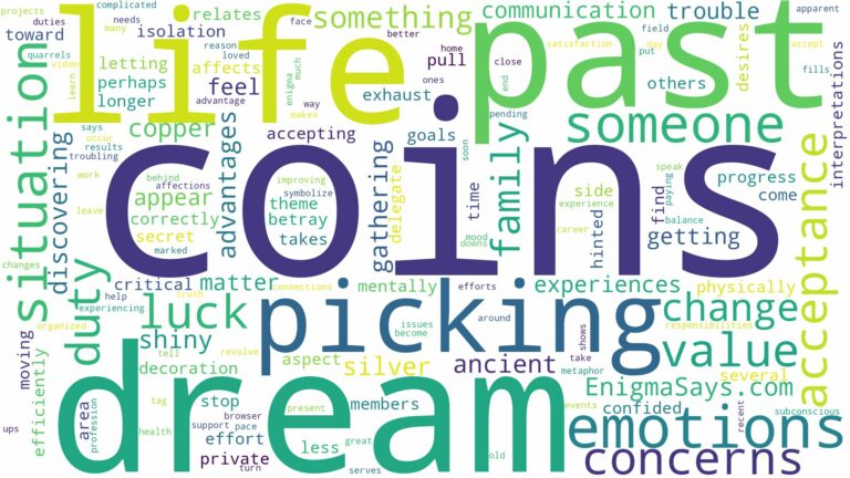 dreaming of picking a lot of coins and related dreams with their meanings in a word cloud