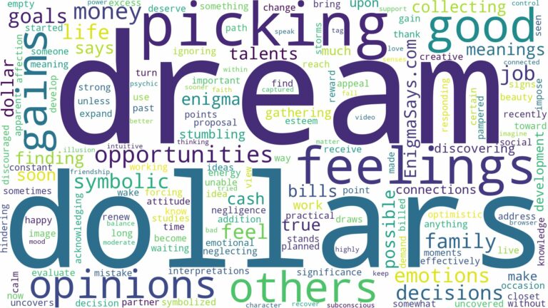 dream of picking dollars and related dreams with their meanings in a word cloud