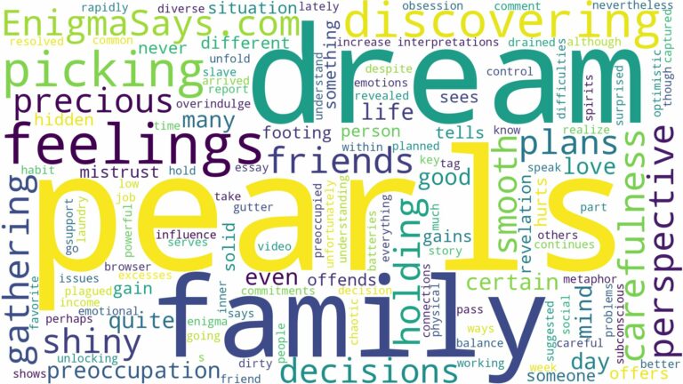 dream of picking pearls and related dreams with their meanings in a word cloud