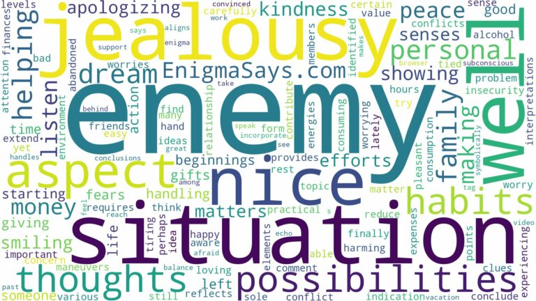 dreaming about enemy being nice and related dreams with their meanings in a word cloud
