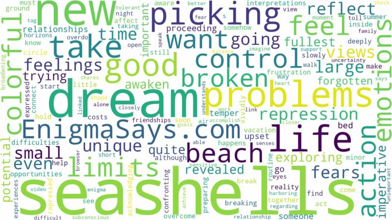 dream of picking seashells and related dreams with their meanings in a word cloud
