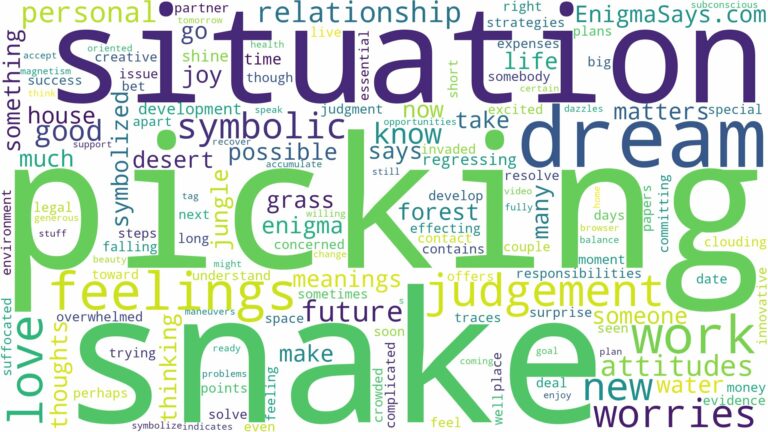 dream of picking up a snake and related dreams with their meanings in a word cloud