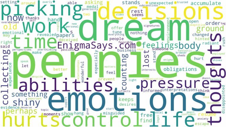 dream of picking up pennies and related dreams with their meanings in a word cloud