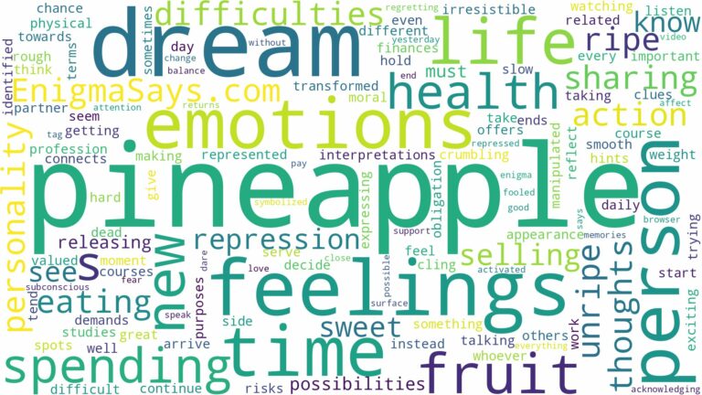 dream about pineapple fruit and related dreams with their meanings in a word cloud