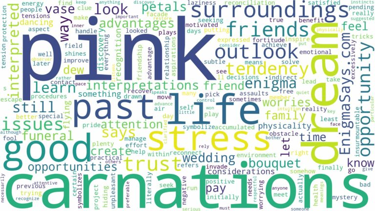 dream about pink carnations and related dreams with their meanings in a word cloud