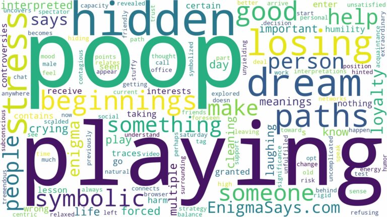 dreaming of playing with poop and related dreams with their meanings in a word cloud