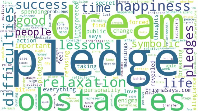 dream about pledge and related dreams with their meanings in a word cloud