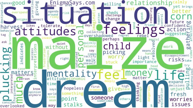 dream of plucking maize and related dreams with their meanings in a word cloud