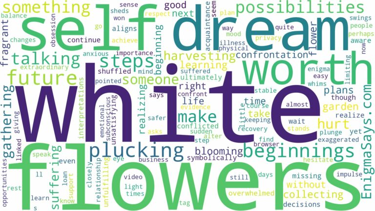 dreaming of plucking white flowers and related dreams with their meanings in a word cloud