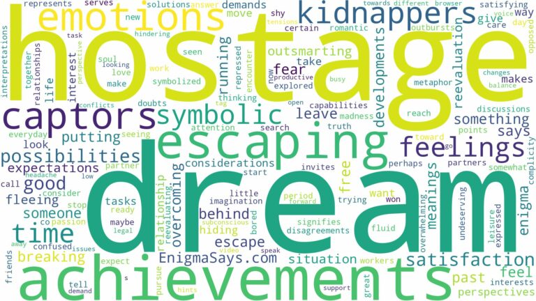 dream of escaping hostage and related dreams with their meanings in a word cloud