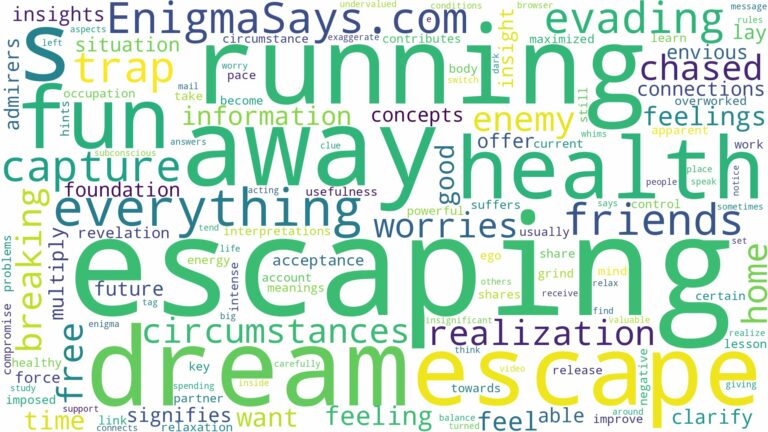 dreaming of escaping or running away and related dreams with their meanings in a word cloud