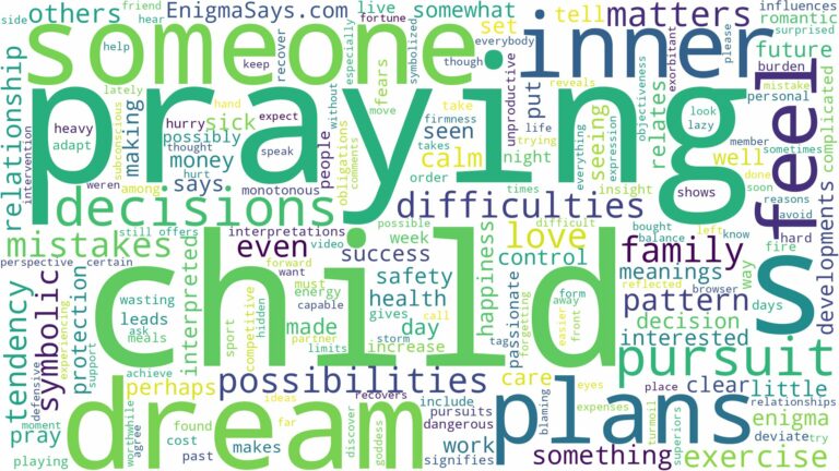 dream of praying for a child and related dreams with their meanings in a word cloud