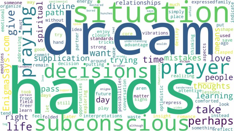 dream of praying hands and related dreams with their meanings in a word cloud