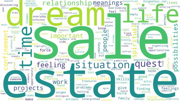 dream about estate sale and related dreams with their meanings in a word cloud