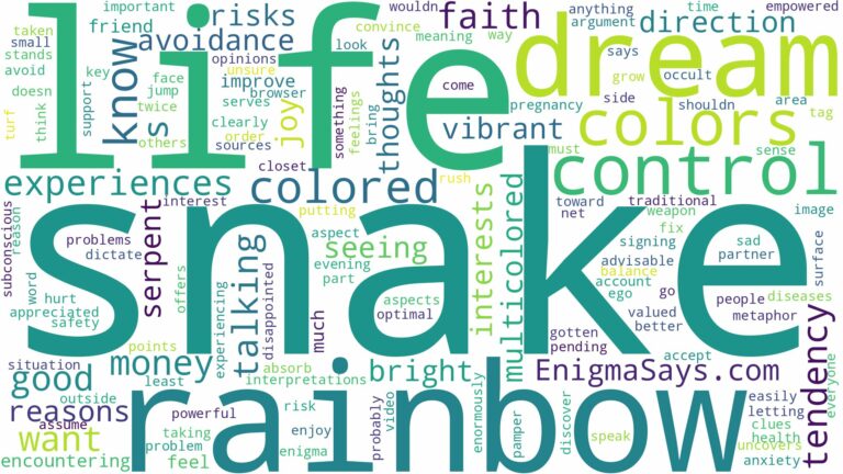 dream about rainbow colored snake and related dreams with their meanings in a word cloud